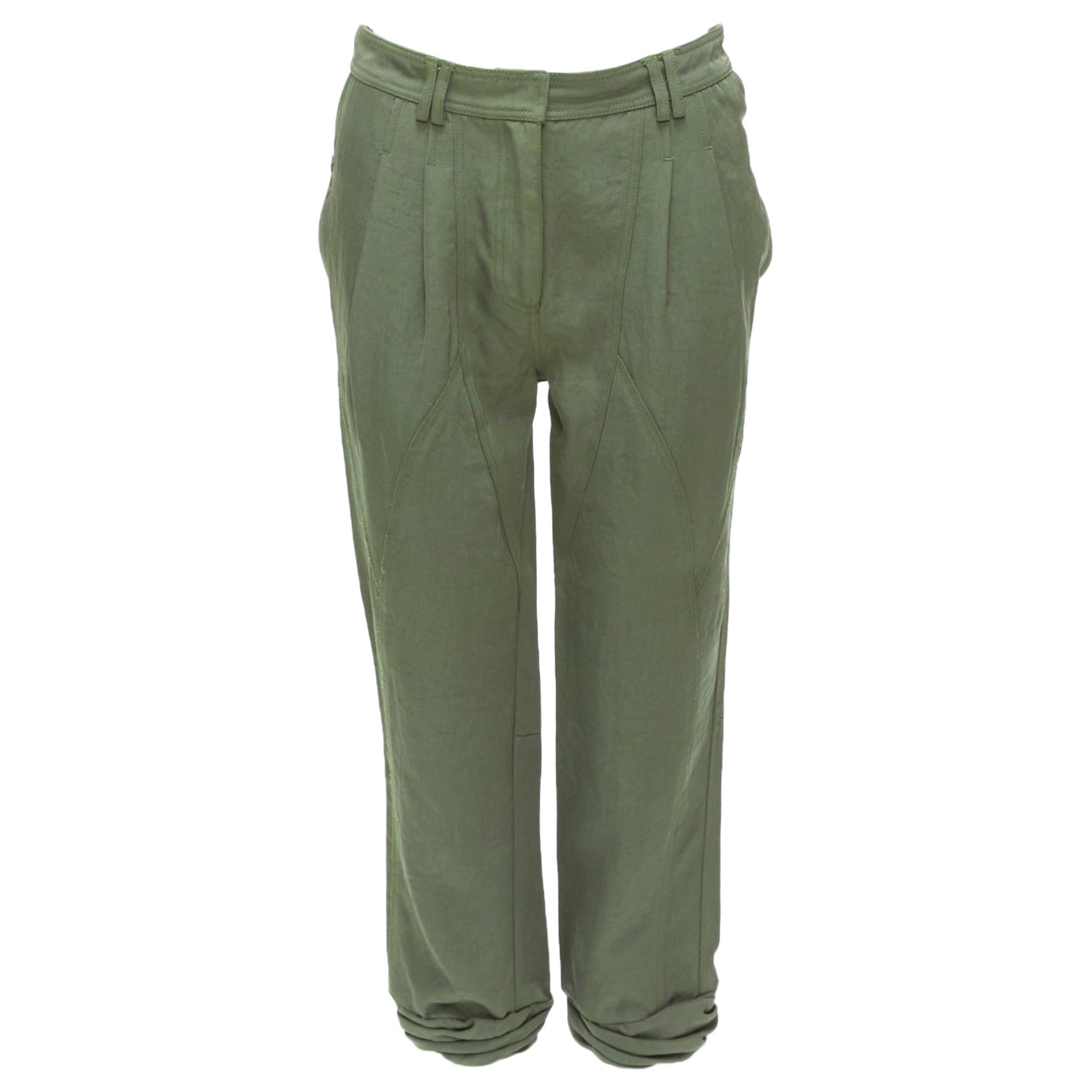 ALEXANDER WANG - Pantalon safari en sergé kaki avec poches arrière à panneaux et ourlet froncé US0 XS