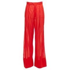 OLD CELINE Phoebe Philo red sheer solid seam wide leg pants FR36 S