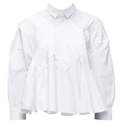VIKTOR & ROLF chemise boxy flare à col plissé en coton blanc IT40 S