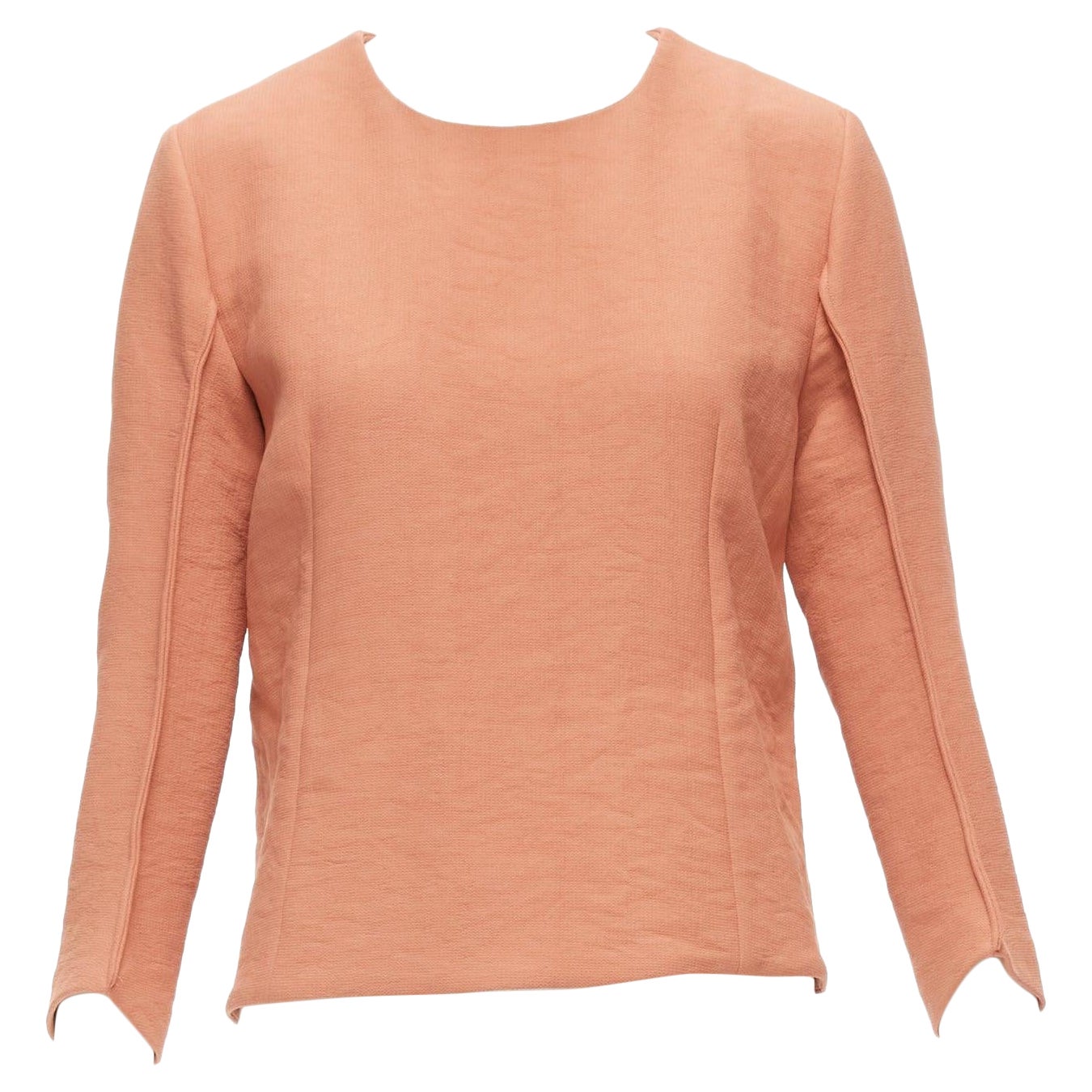 MARNI dusty pink reverse piped 3/4 sleeves crew neck top IT42 M For Sale