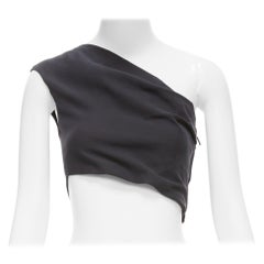 THE ROW schwarzer Baumwolltwill ein Schulter Seite zip crop top US2 Sx