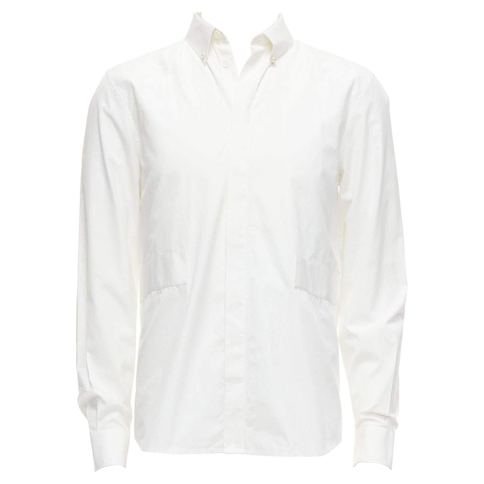 GIVENCHY Riccardo Tisci weißes Baumwollhemd mit Bandapplikation EU39 M im Angebot