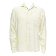 LORO PIANA 100% lin chemise décontractée à col et poches jaune clair S