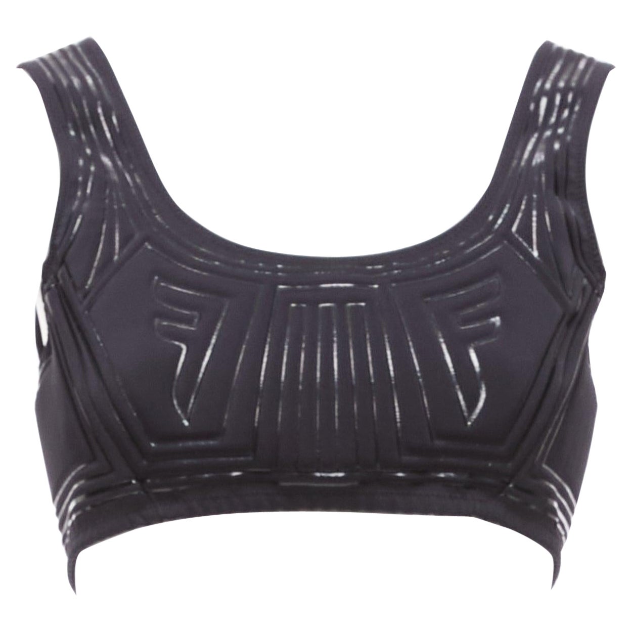FENDI 2019 FFreedom black neoprene rubber FF logo scoop cropped bra top IT40 S For Sale