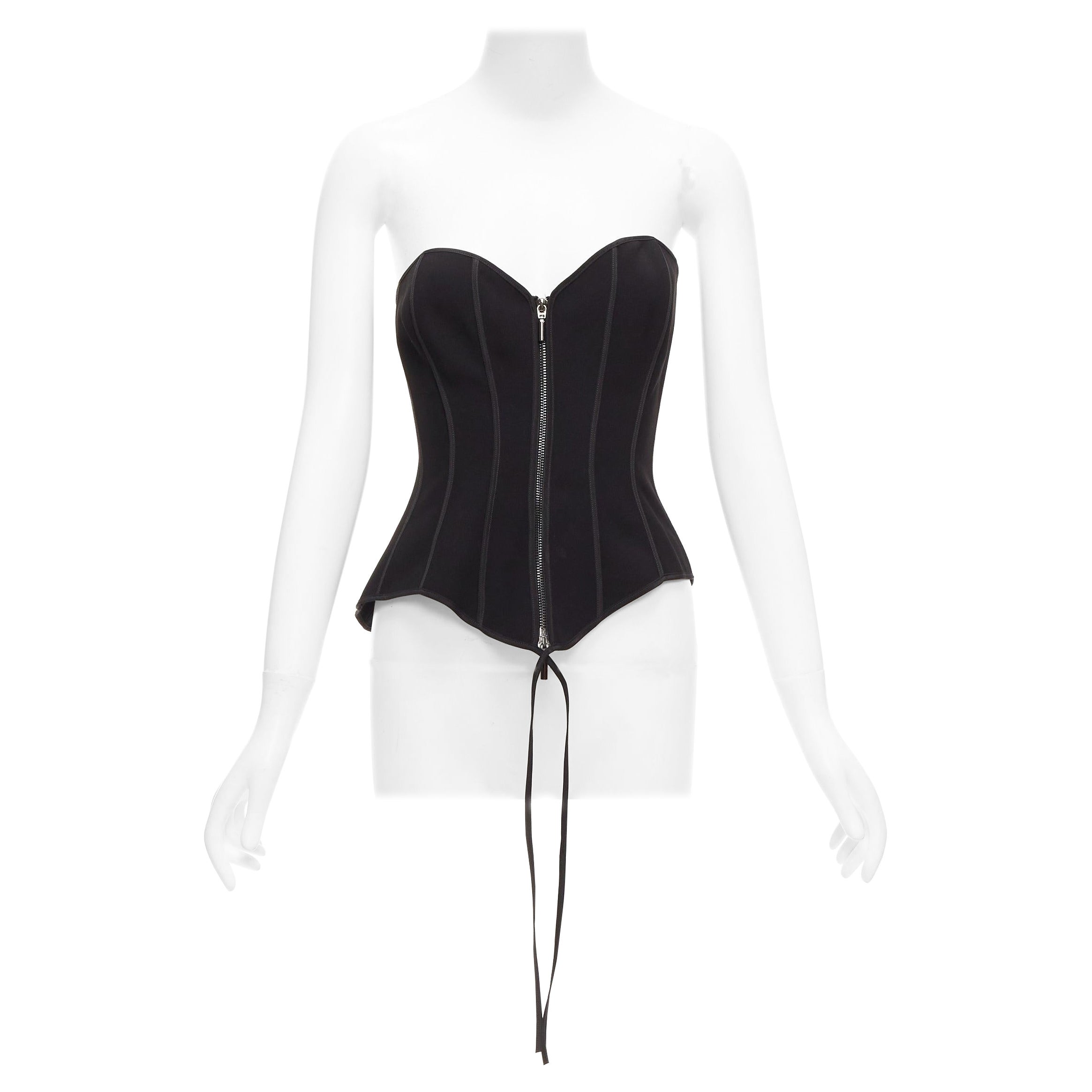 MATICEVSKI 2022 Fable Bustier schwarz Konturnaht Korsett-Oberteil mit Knochen AUS10 M im Angebot