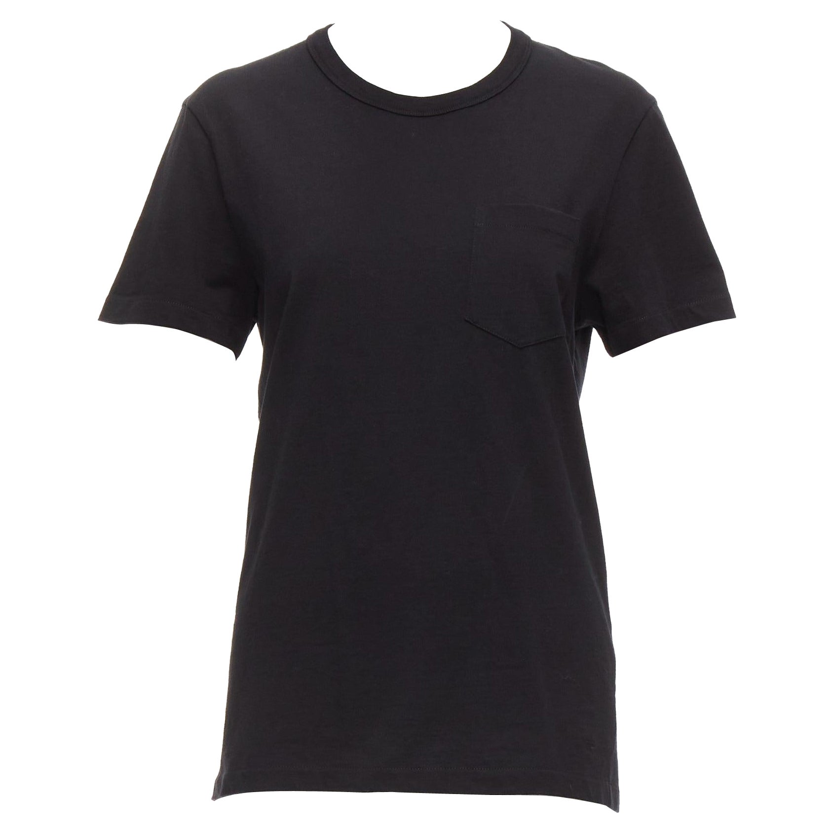 TOM FORD black TF logo embroidered pocketed round neck tshirt IT46 XL For Sale