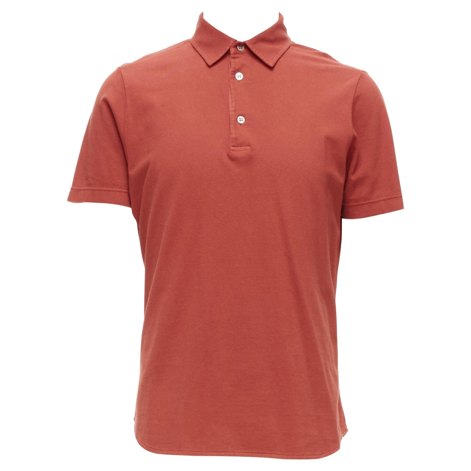 LORO PIANA 100% cotton brick red 3 buttons collared polo shirt S For Sale
