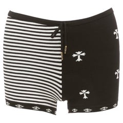 CHROME HEARTS black white cross silver bell knitted boy shorts XS