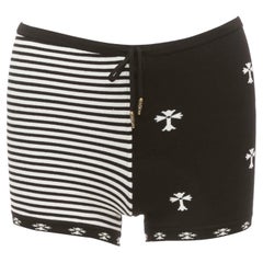 CHROME HEARTS schwarz weißes Kreuz silberne Glocke gestrickte Jungen Shorts XS