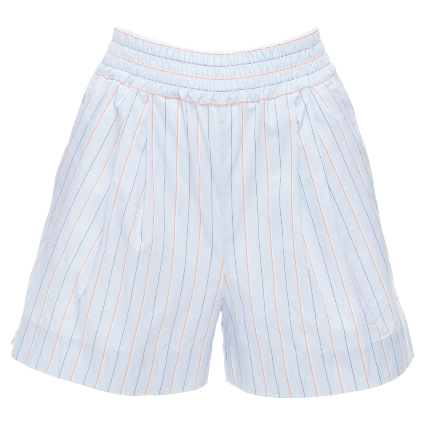 MARNI light blue orange pinstripe embroidered boxer shorts IT36 XXS For Sale