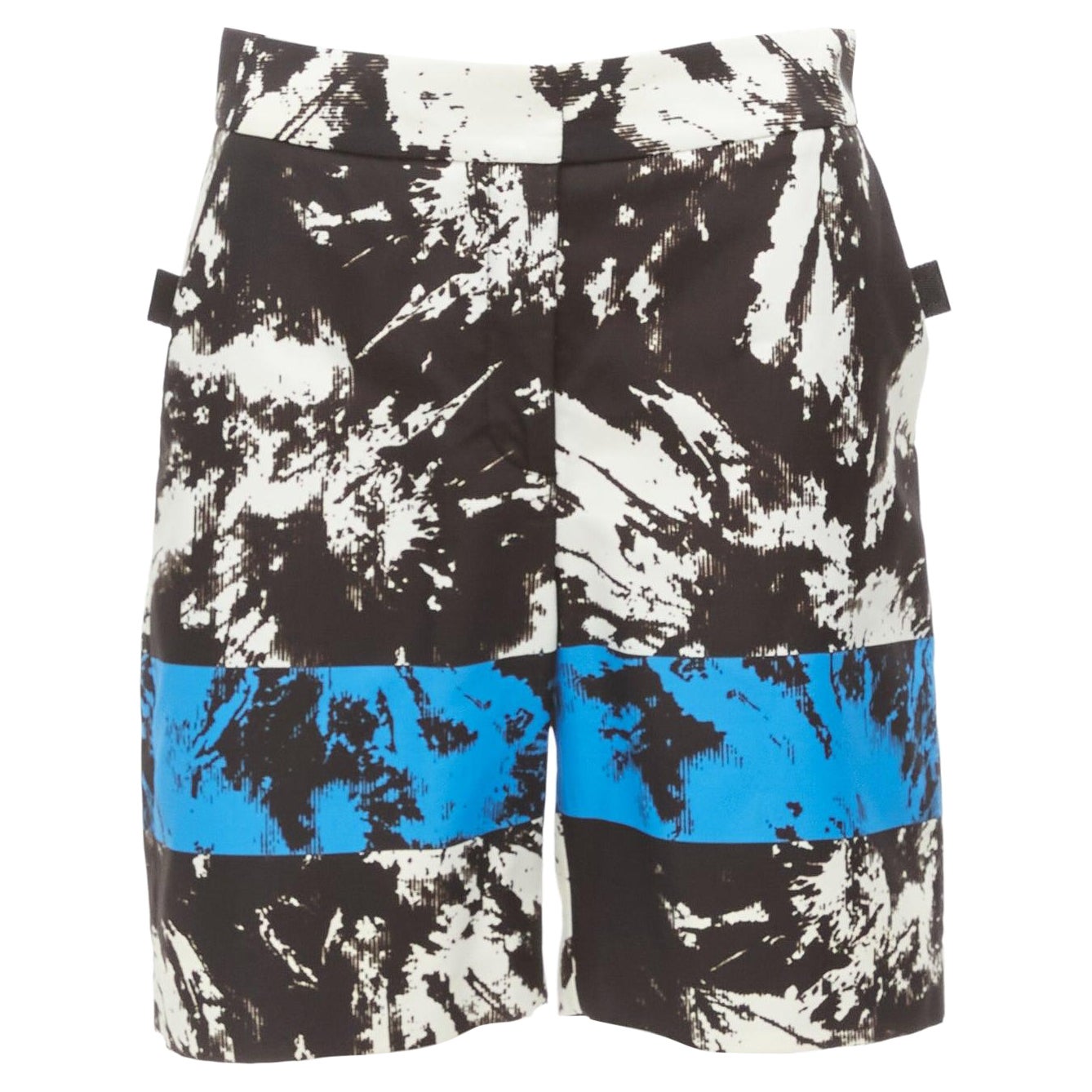 ALEXANDER WANG Runway  blue black white geometric Bermuda shorts US0 XS For Sale
