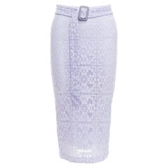 Burberry Runway lilas violet jupe crayon ceinturée en coton mélangé IT36 XXS