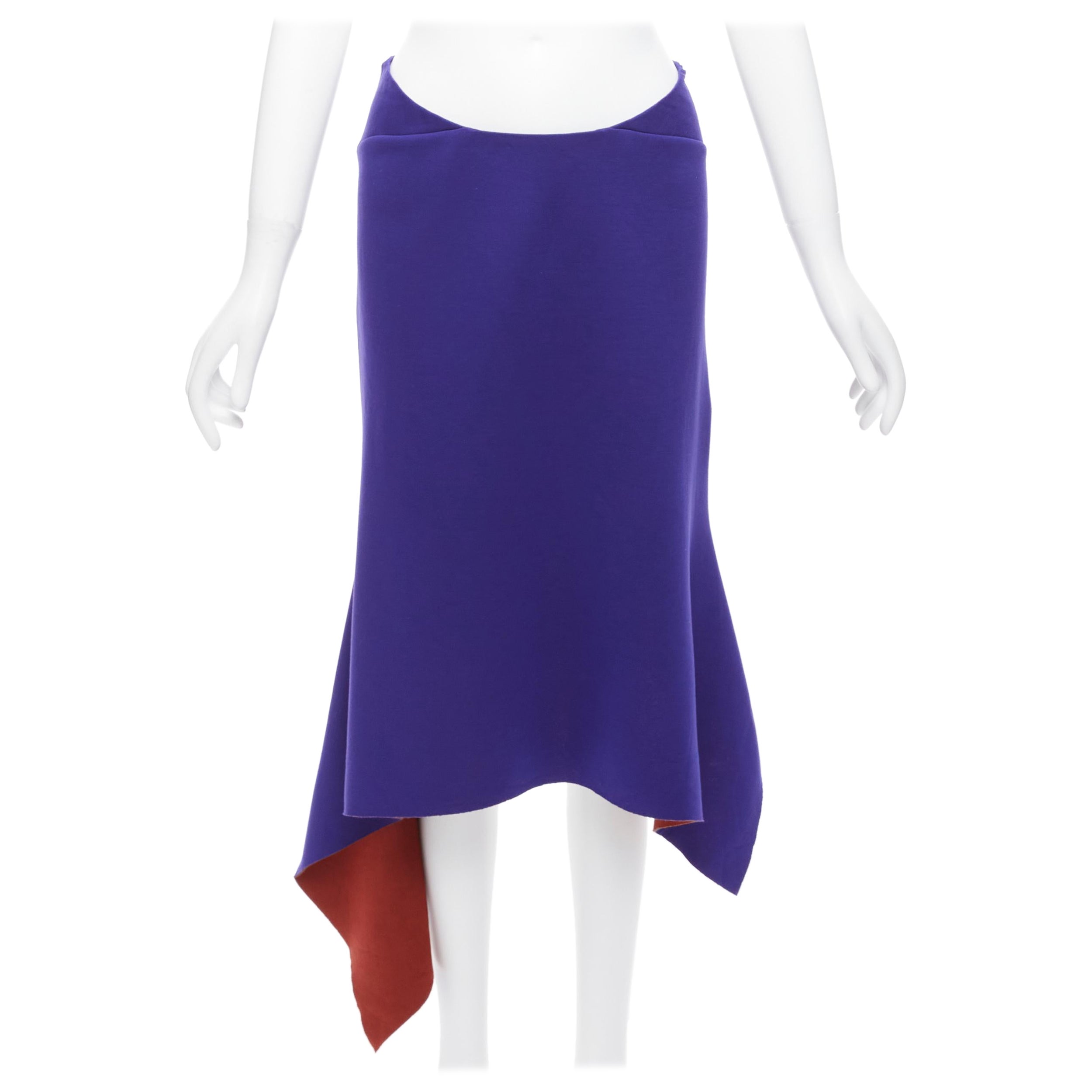 MARNI purple burgundy asymmetric hi low hem low waist knee skirt IT40 S For Sale