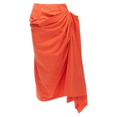 MARNI - Jupe midi en coton drapé asymétrique orange tangerine IT40 S