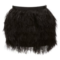 HAUTE HIPPIE black rooster feather silk lined mid waist mini skirt XS