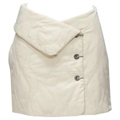 DION LEE cremefarbener Baumwollmischung-Wirbel gesteppter Minirock mit umgeschlagener Taille UK6 XS