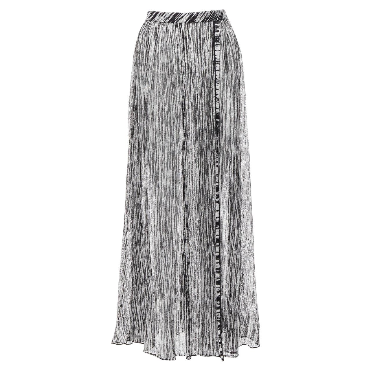 MISSONI Mare black white melange knit elastic wrap sarong skirt IT38 XS For Sale