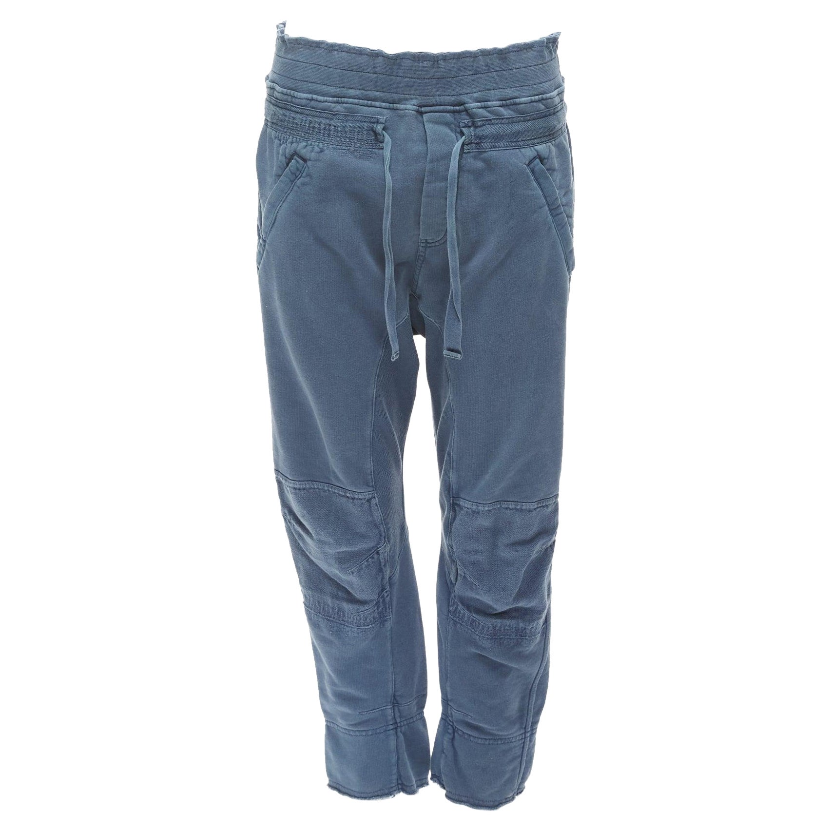 HAIDER ACKERMANN Perth blue washed fabric darted panelled back jogger pants XS For Sale
