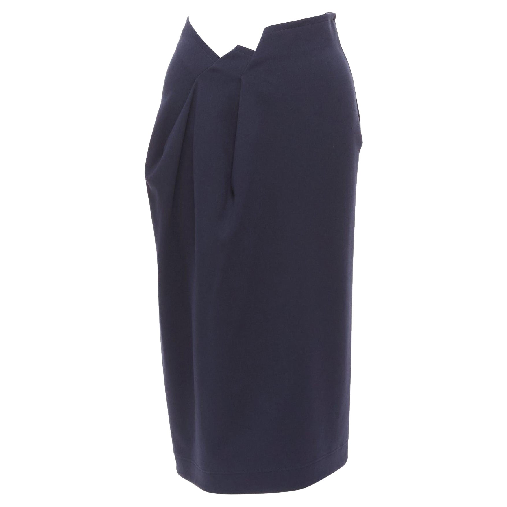 JIL SANDER navy asymmetric jagged cut out waistband skirt FR32 XXS For Sale