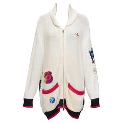 Stella MCCARTNEY Cardigan en laine vierge intarsia crème The Beatles IT38 XS