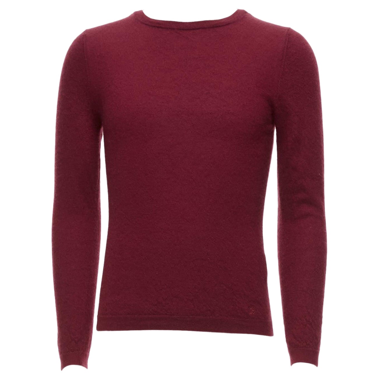 GUCCI Vintage 100% cashmere burgundy GG logo bateau neck sweater L For Sale