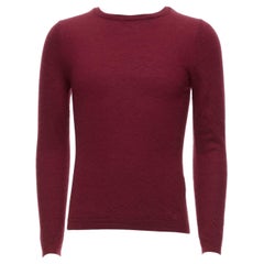 GUCCI Vintage 100% cachemire bordeaux Logo GG pull col bateau L