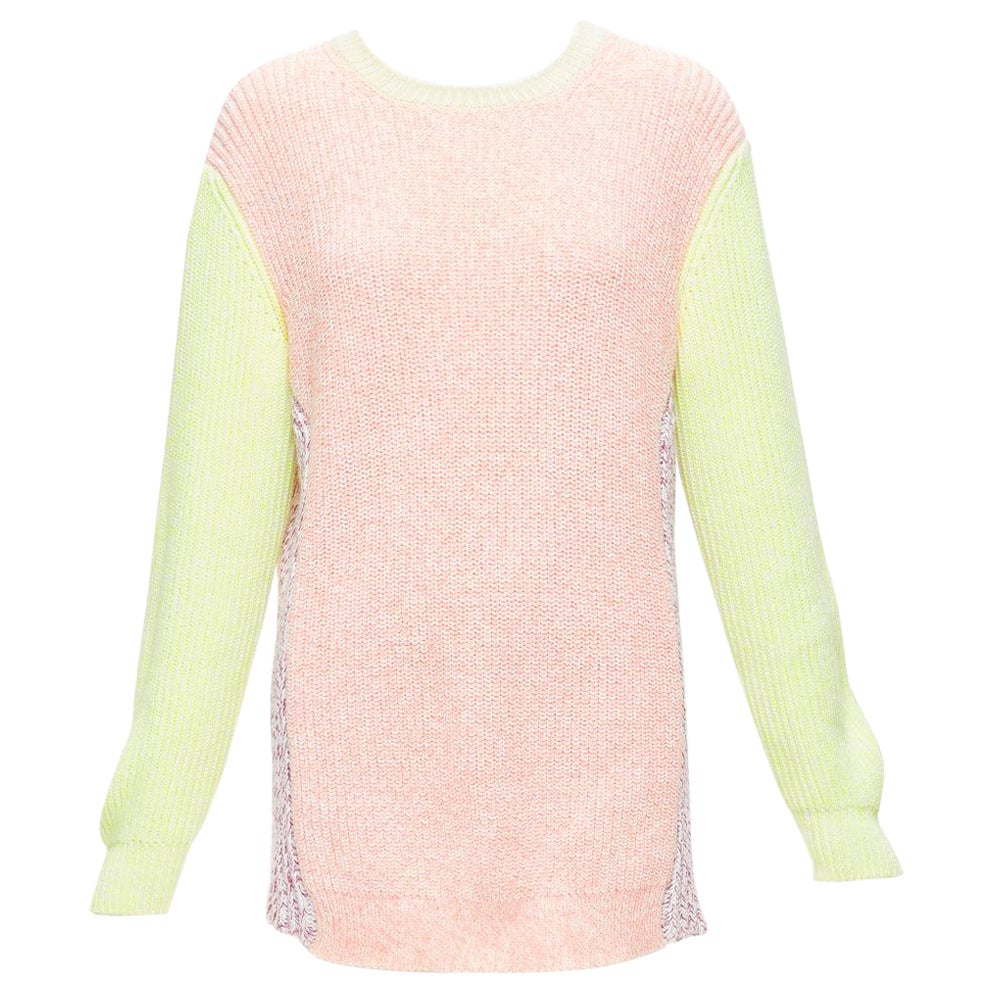 STELLA MCCARTNEY 2012 neon yellow orange cotton blend oversized sweater IT44 L For Sale