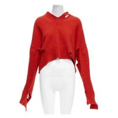 OLD CELINE Phoebe Philo Roter Pullover aus 100 % Wolle mit ausgeschnittenem Ausschnitt M
