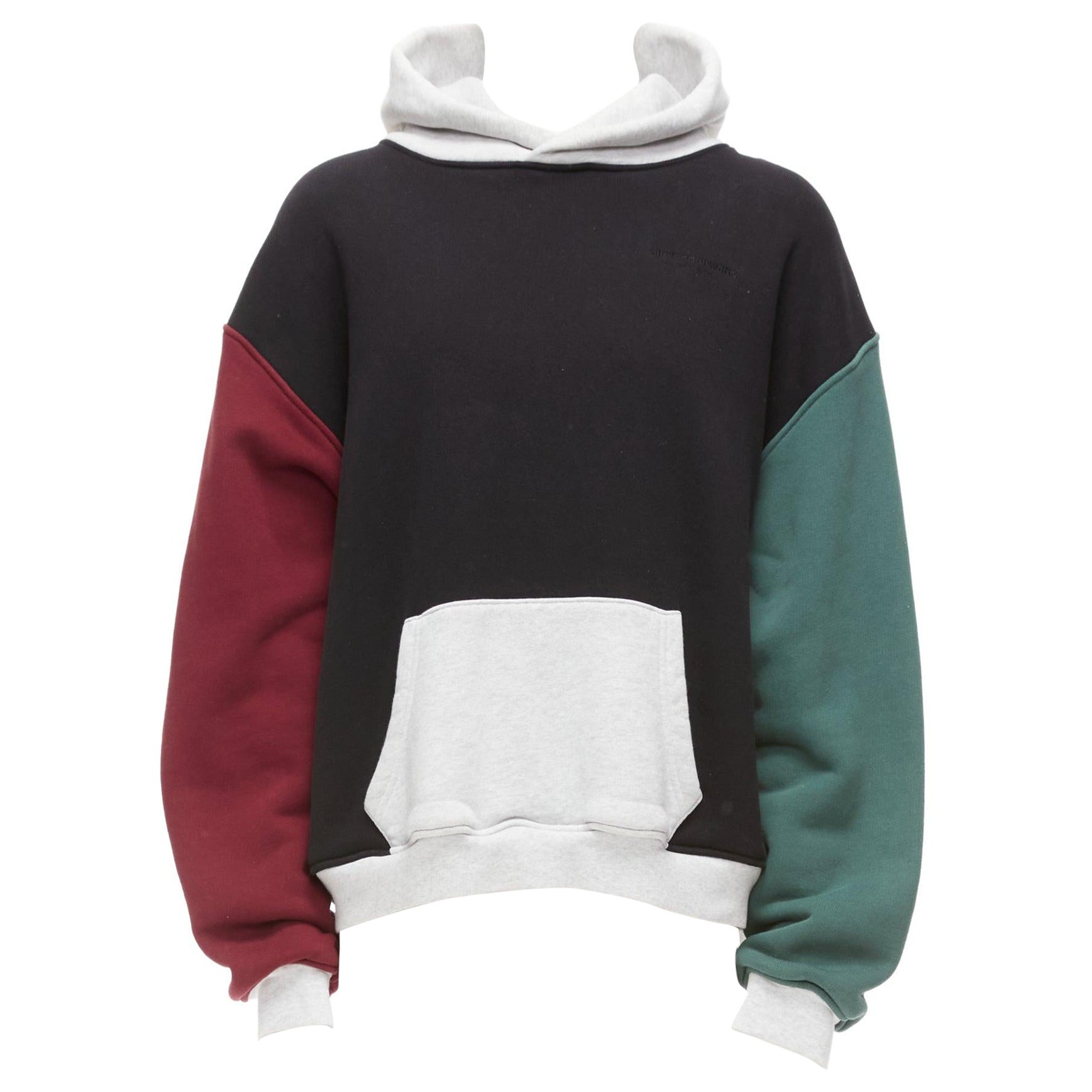 ALEXANDER WANG multicolour colorblocked panelled hoodie sweatshirt M For Sale