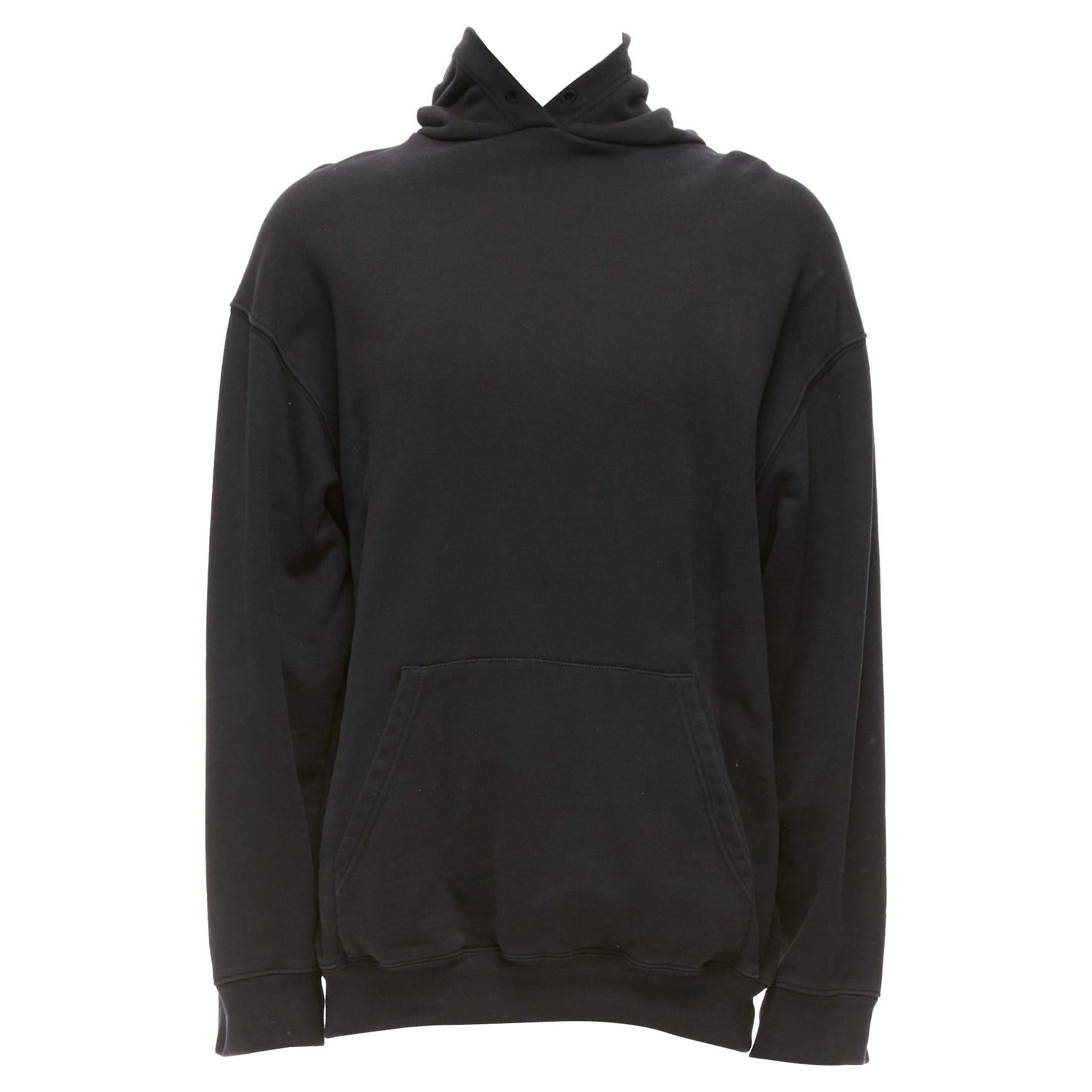 BALENCIAGA 2017 black white cotton split logo oversized hoodie sweatshirt S For Sale