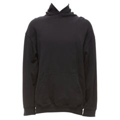 BALENCIAGA 2017 black white cotton split logo oversized hoodie sweatshirt S.S. White