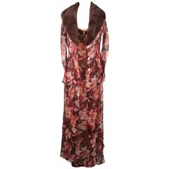 DOLCE & GABBANA Silk Floral MAXI CAMI DRESS with Matching OVERCOAT Size 42