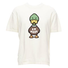 LOUIS VUITTON Nigo LV Made Duck Cremefarbenes intarsien-Jacquard-Strickoberteil aus Jacquard S