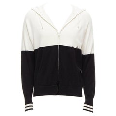 LORO PIANA Hiroshi Fujiwara 100% cashmere black white logo embroidery hoodie S