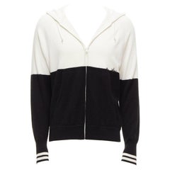 LORO PIANA Hiroshi Fujiwara 100% Kaschmir- Hoodie mit schwarz-weißem Logo-Stickerei S