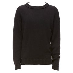 LORO PIANA 2021 Hiroshi Fujiwara black cotton logo tab round neck knit sweater M