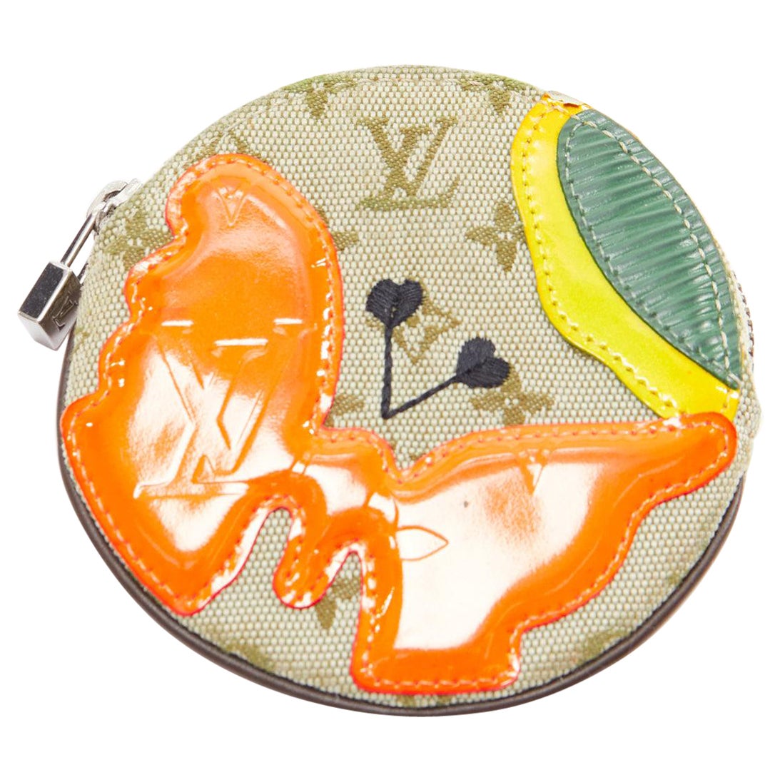 LOUIS VUITTON Vintage Mini Comte du Fees monogram orange butterfly coin bag For Sale
