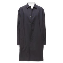 SOLID HOMME noir 100% laine doublure tapissée manteau de pluie minimal longline IT48 M