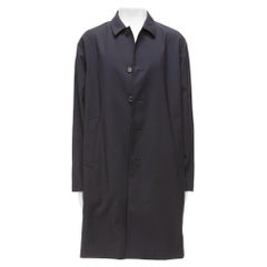 SOLID HOMME schwarz 100% Wolle mit Klebeband gefüttert Langer Minimal-Regenmantel IT48 M