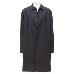 SOLID HOMME black 100% wool taped lining longline minimal rain coat IT48 M