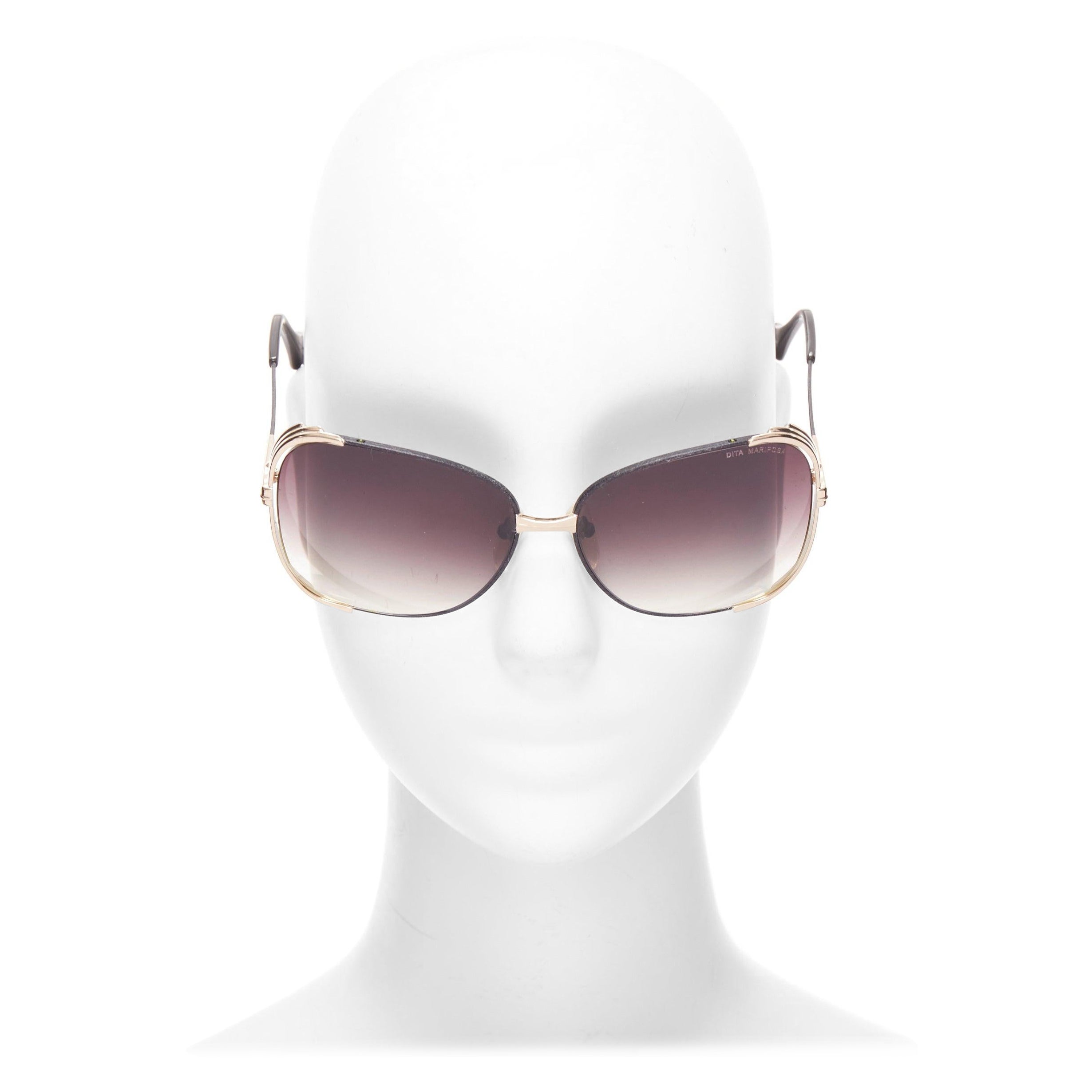 DITA Mariposa schwarz gold metallic Seiten Rahmen Logo Ende Schmetterling Sonnenbrille im Angebot