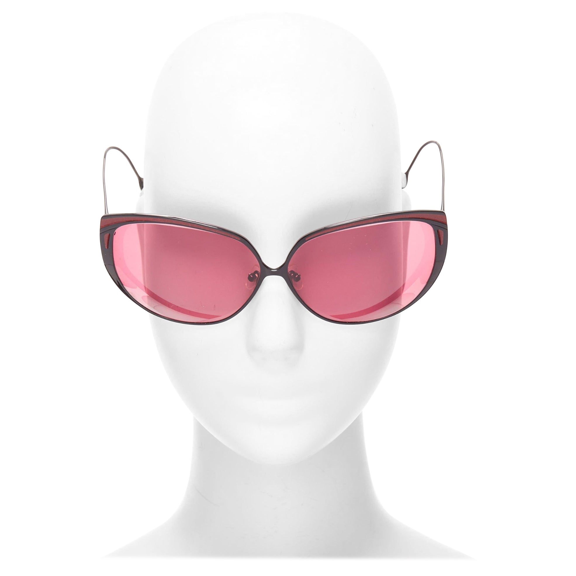 FRENCY AND MERCURY Fox Beat pink lens red glitter oversize sunglasses For Sale
