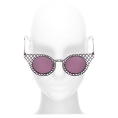 HOUSE OF HOLLAND Cagefighters black hollow purple lens round sunnies