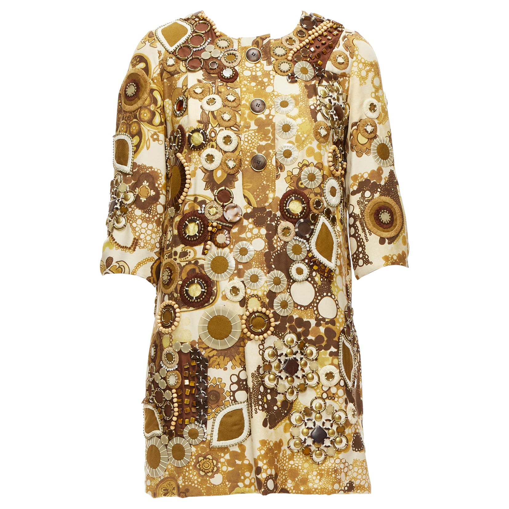 rare CHLOE 2007 Runway Phoebe Philo Ficelle floral embellished shift dress FR34 For Sale