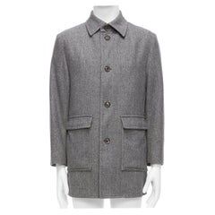 LANVIN JL Manteau à double poche en laine mélangée grise à chevrons IT46 S