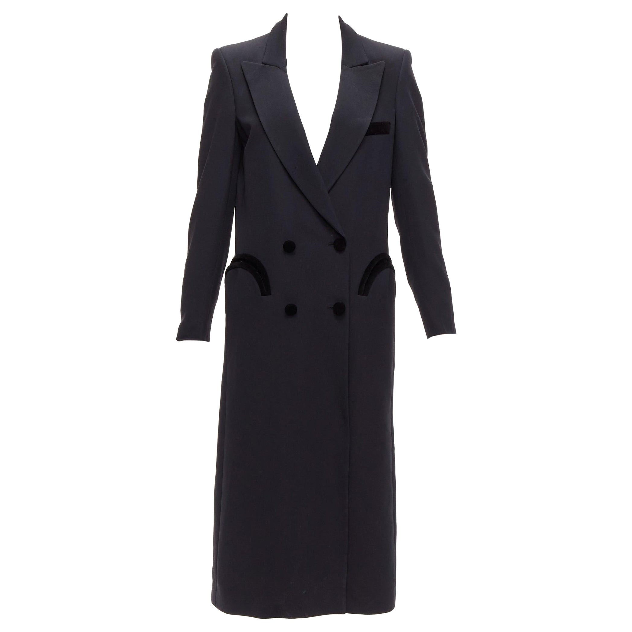 BLAZE MILANO Blazer Dress black curved pockets double breasted coat Sz.1 XS For Sale