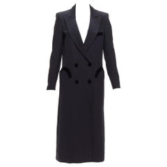 BLAZE MILANO Blazer Kleid schwarz gebogene Taschen doppelreihiger Mantel Gr.1 XS