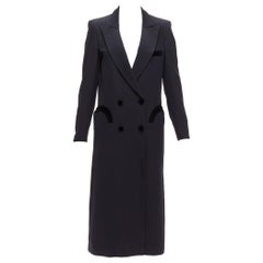 BLAZE MILANO Blazer Dress black curved pockets double breasted coat Sz.1 XS