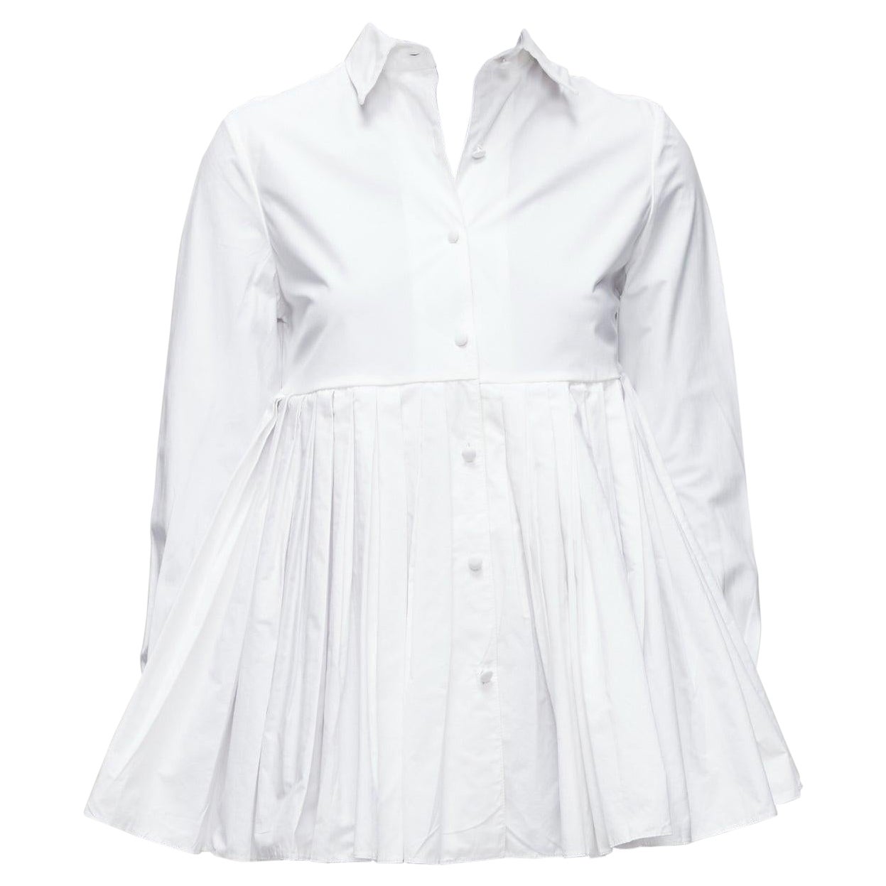 CO COLLECTIONS camicia in cotone bianco a vita alta con peplo plissettato US0 XS