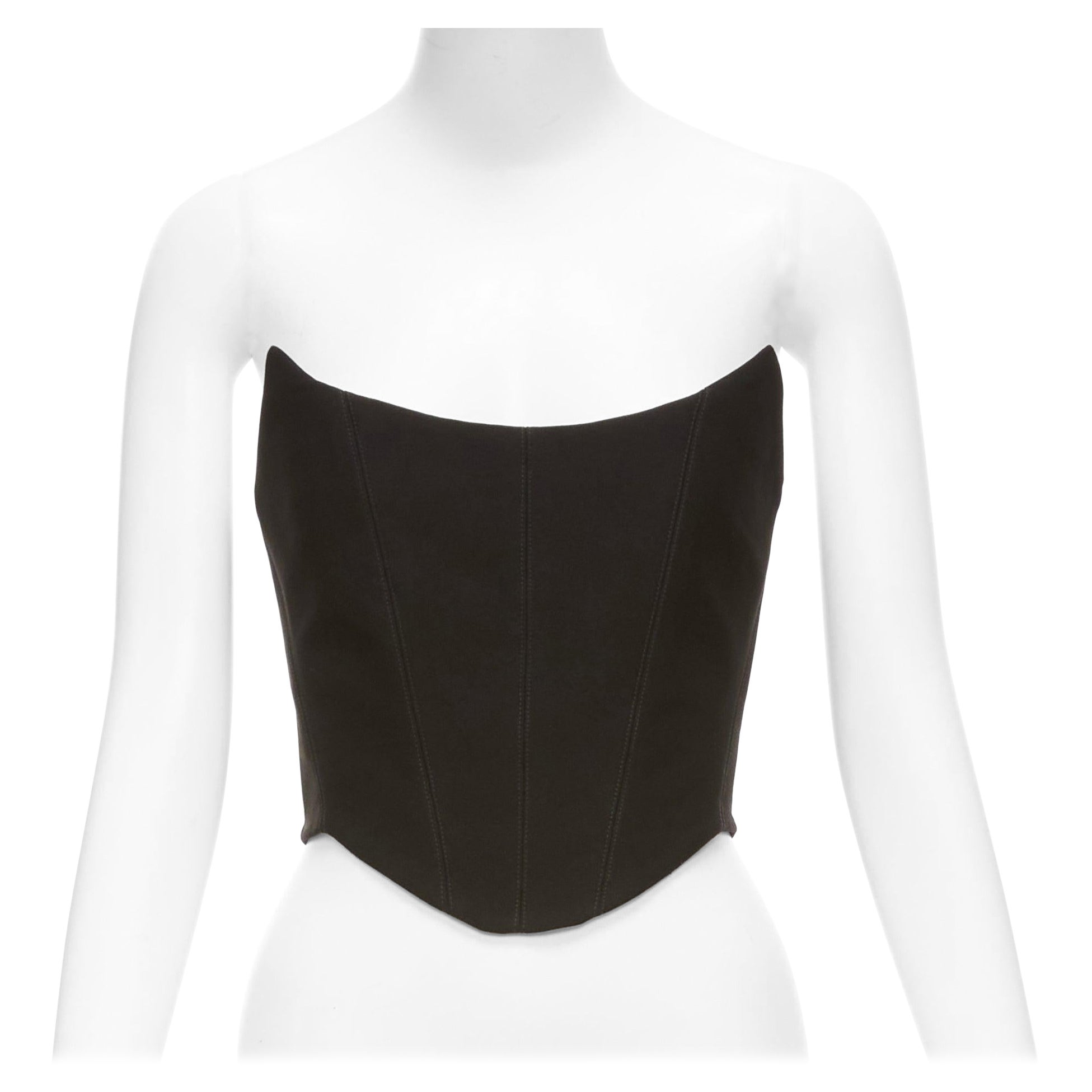ROZIE schwarz spitzen Ausschnitt entbeint beschnitten Korsett Bustier Top FR34 XS im Angebot